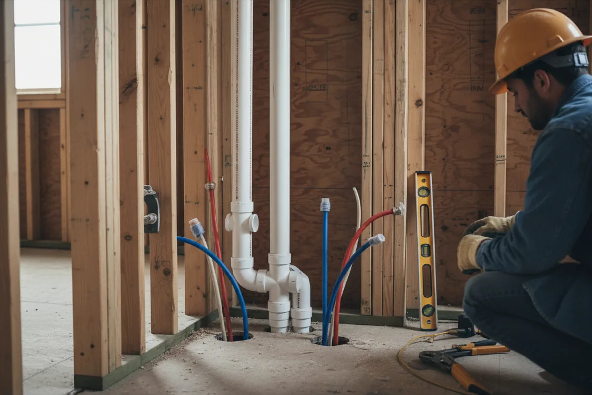 Drain and supply rough-in during Garbage Disposal Repair in Brooklyn